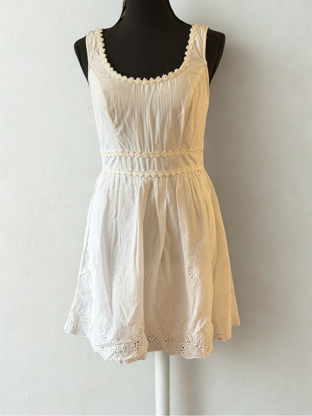 B. Smart Cream Eyelet Mini Dress